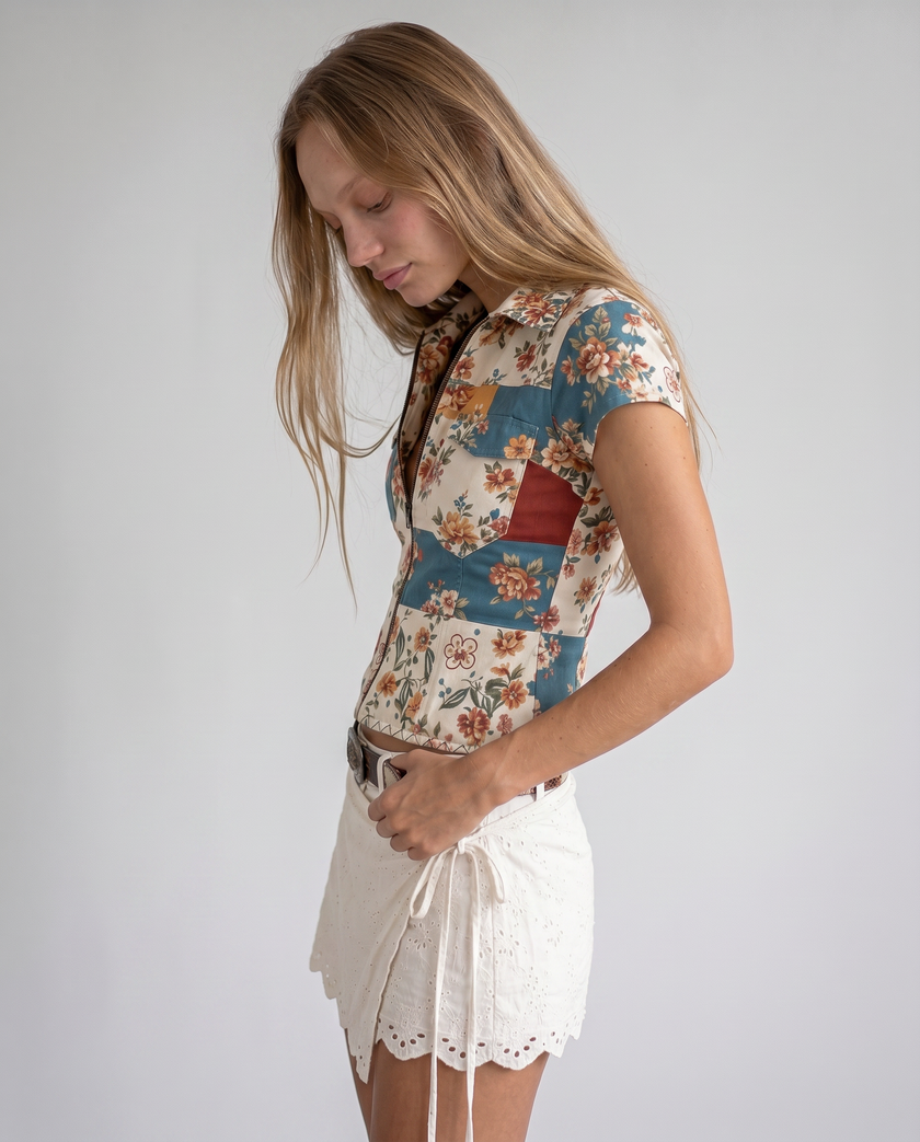 Marisol Floral Zip-Front Top