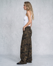 Delphine Camo Flare Denim Trousers
