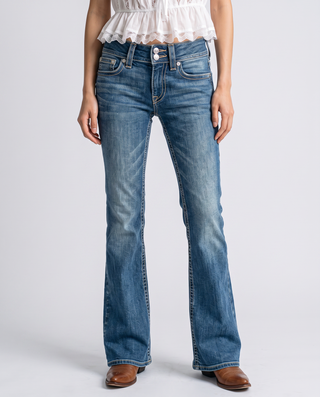Montanna Low-Rise Double-Button Flared Jeans