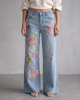 Ramona Embroidered Wide-Leg Jeans