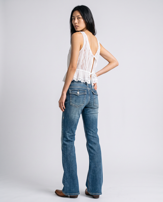 Montanna Low-Rise Double-Button Flared Jeans
