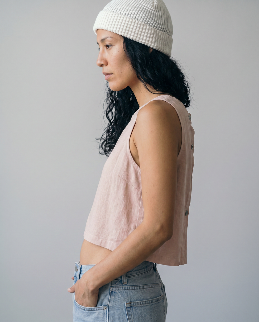 Lucille Button-Back Linen Top