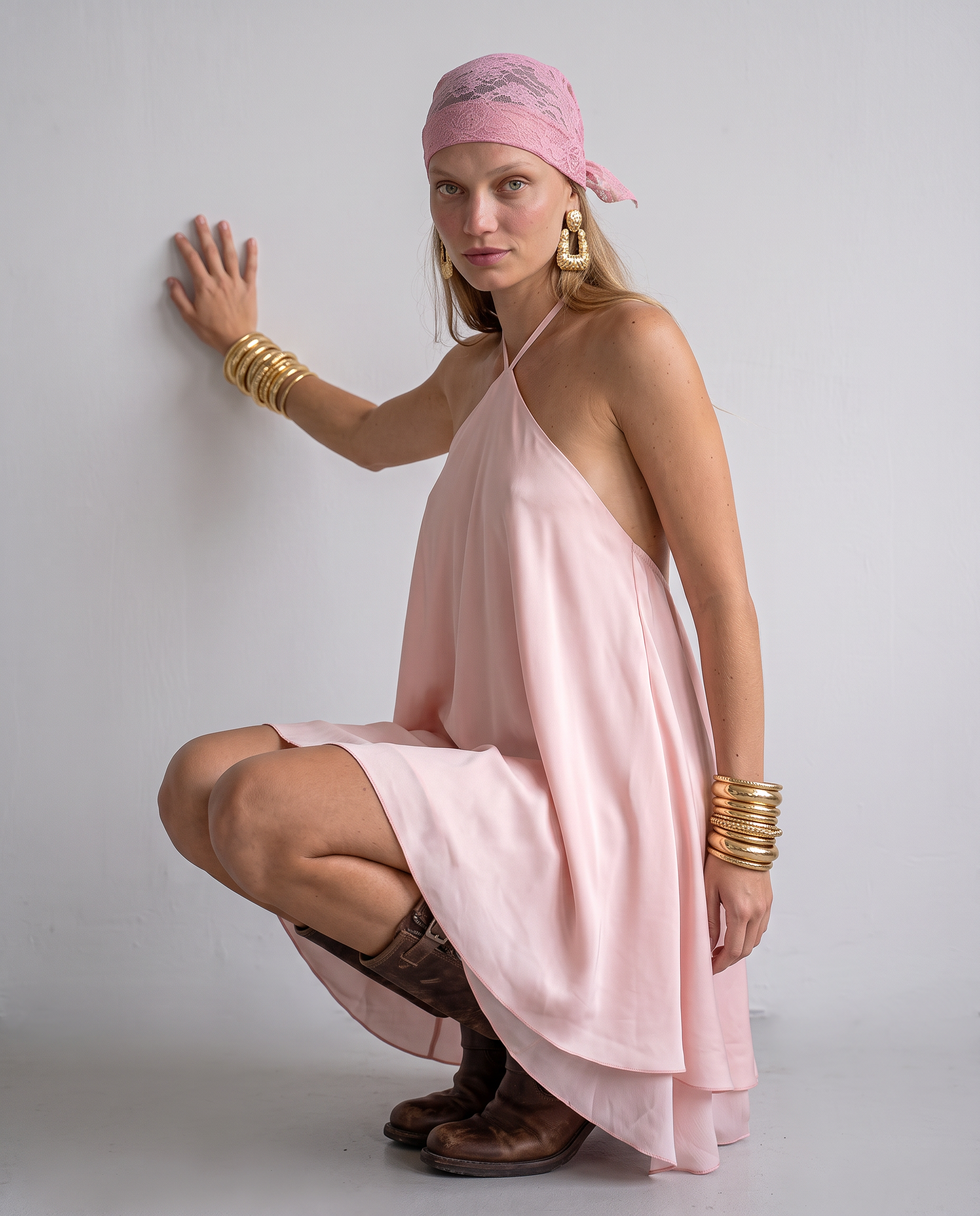 Everly Satin Halter Dress