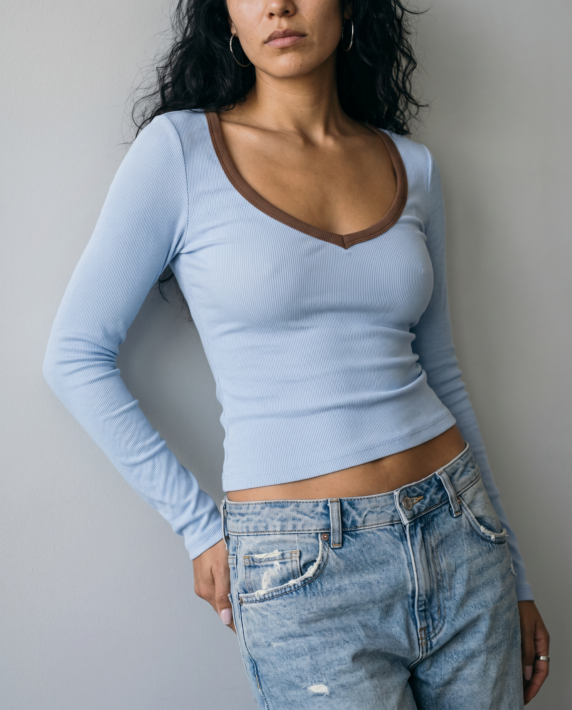 Aurelie Contrast Trim Top