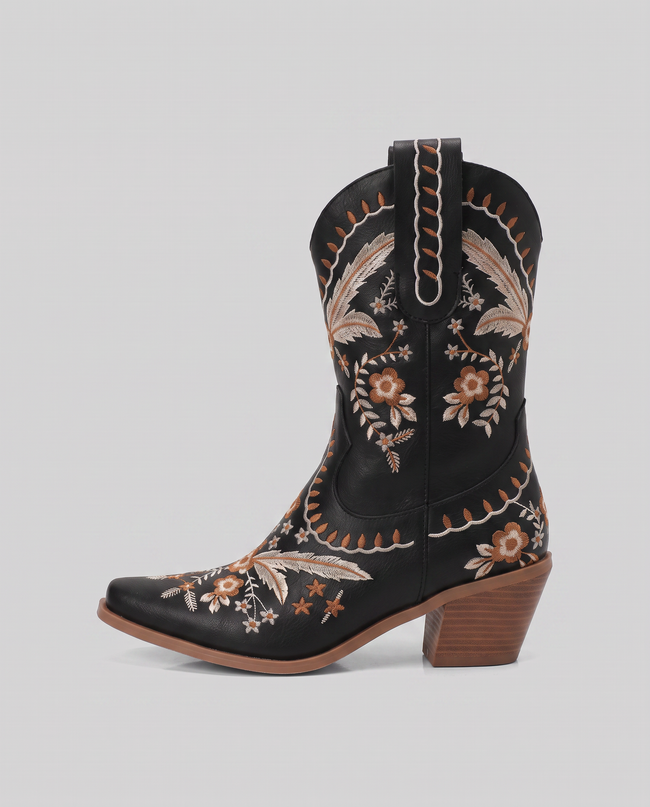 Rowan Floral Embroidered Western Boots