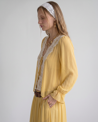 Marigold Lace Trim Blouse