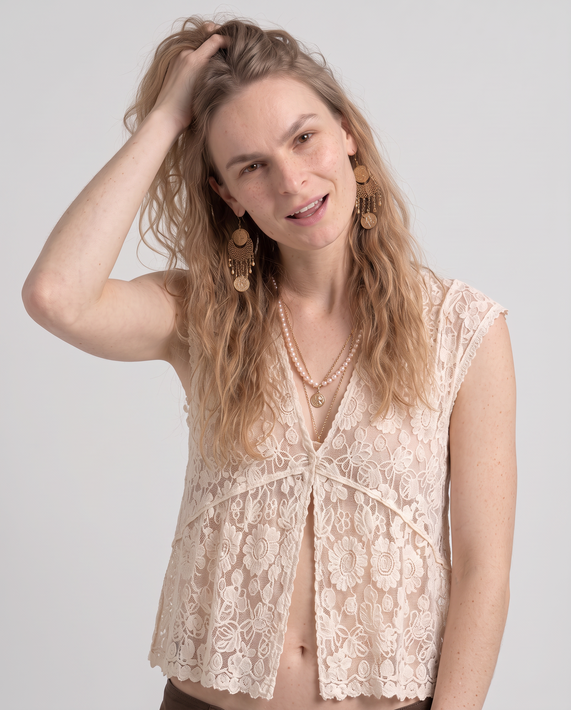 Delphine Lace Vest Blouse