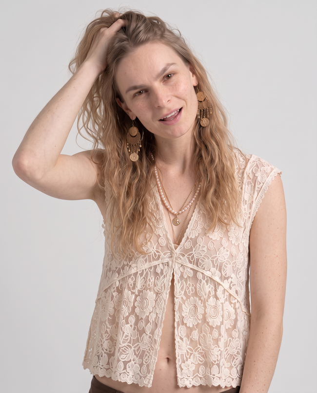 Delphine Lace Vest Blouse