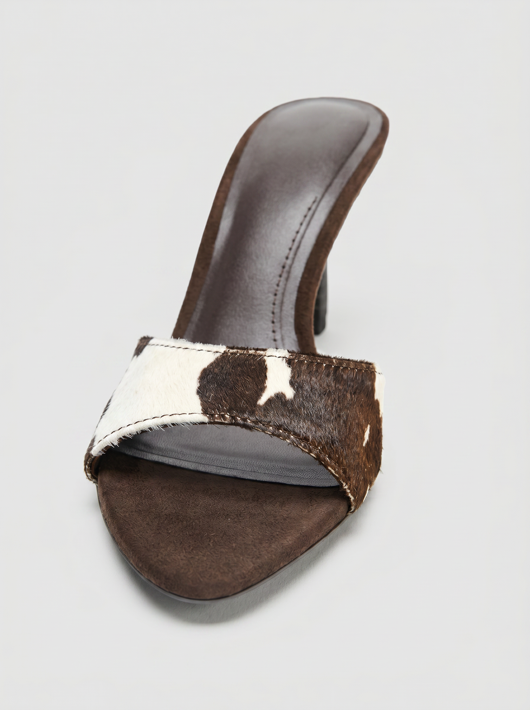 The Cowhide Kitten Mule