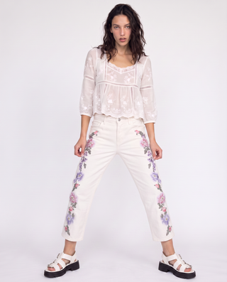 Caline Floral  Ankle Jeans