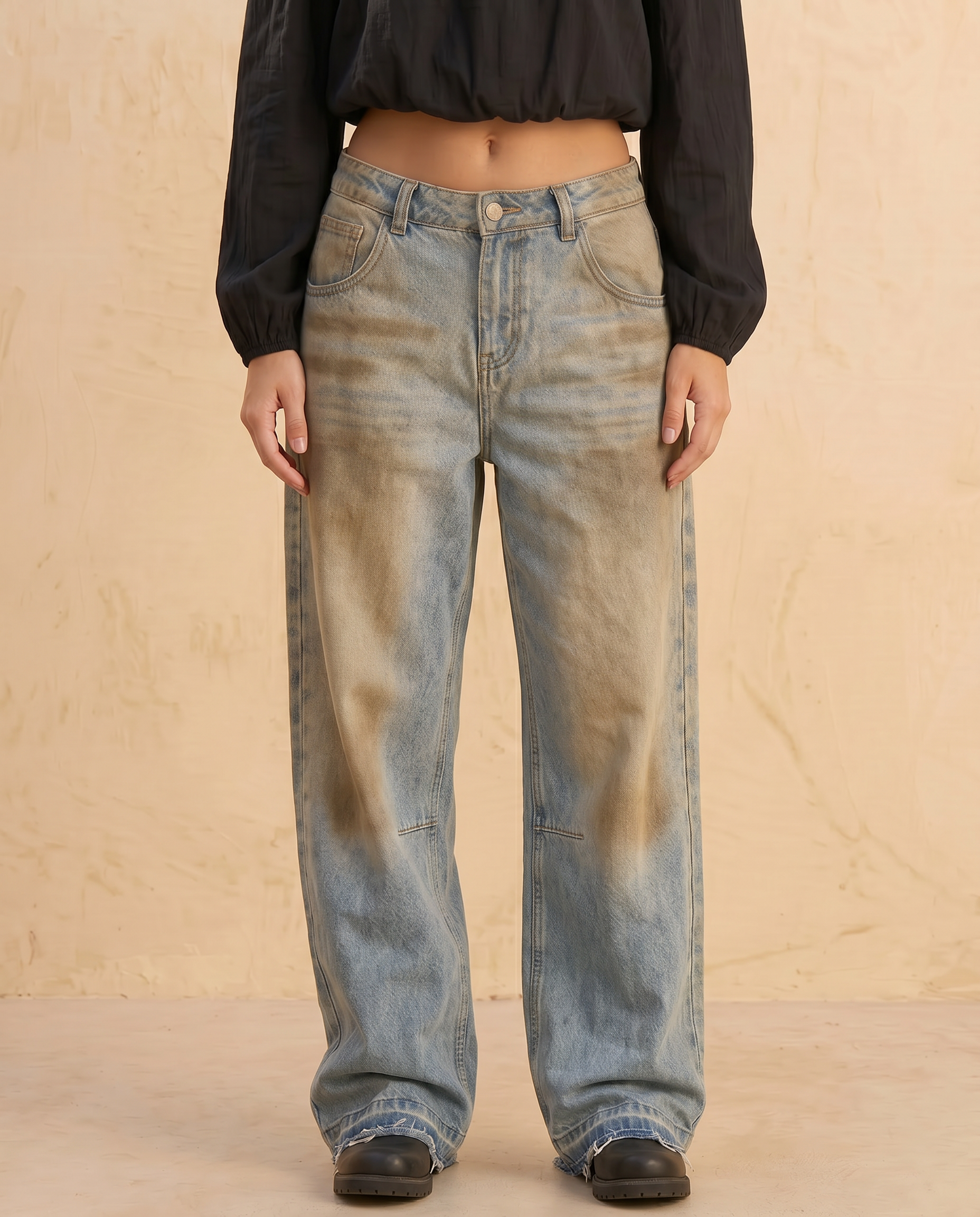 Raven Dirty Wash Wide Leg Jean