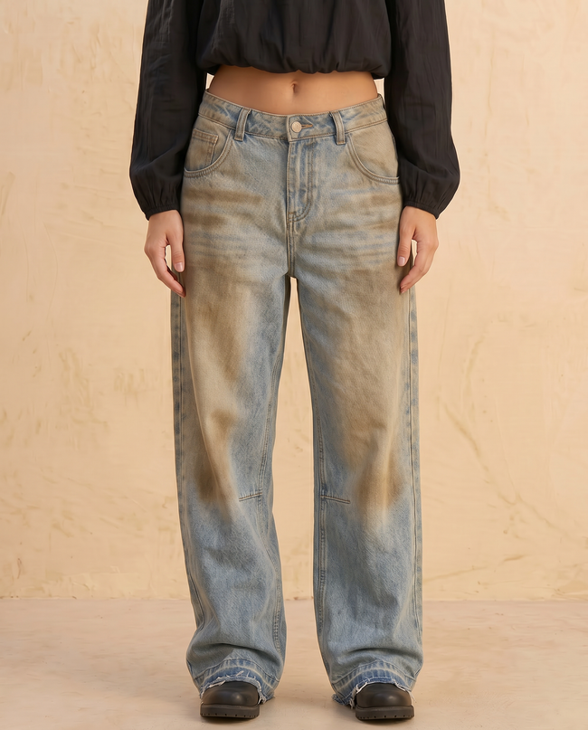 Raven Dirty Wash Wide Leg Jean