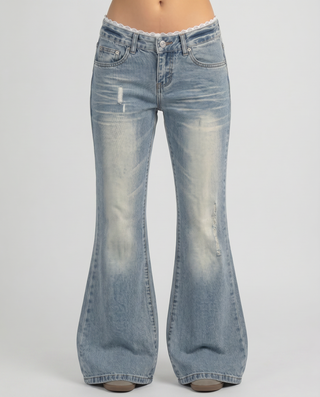 Arabella Bootcut Lace Trim Denim Jeans
