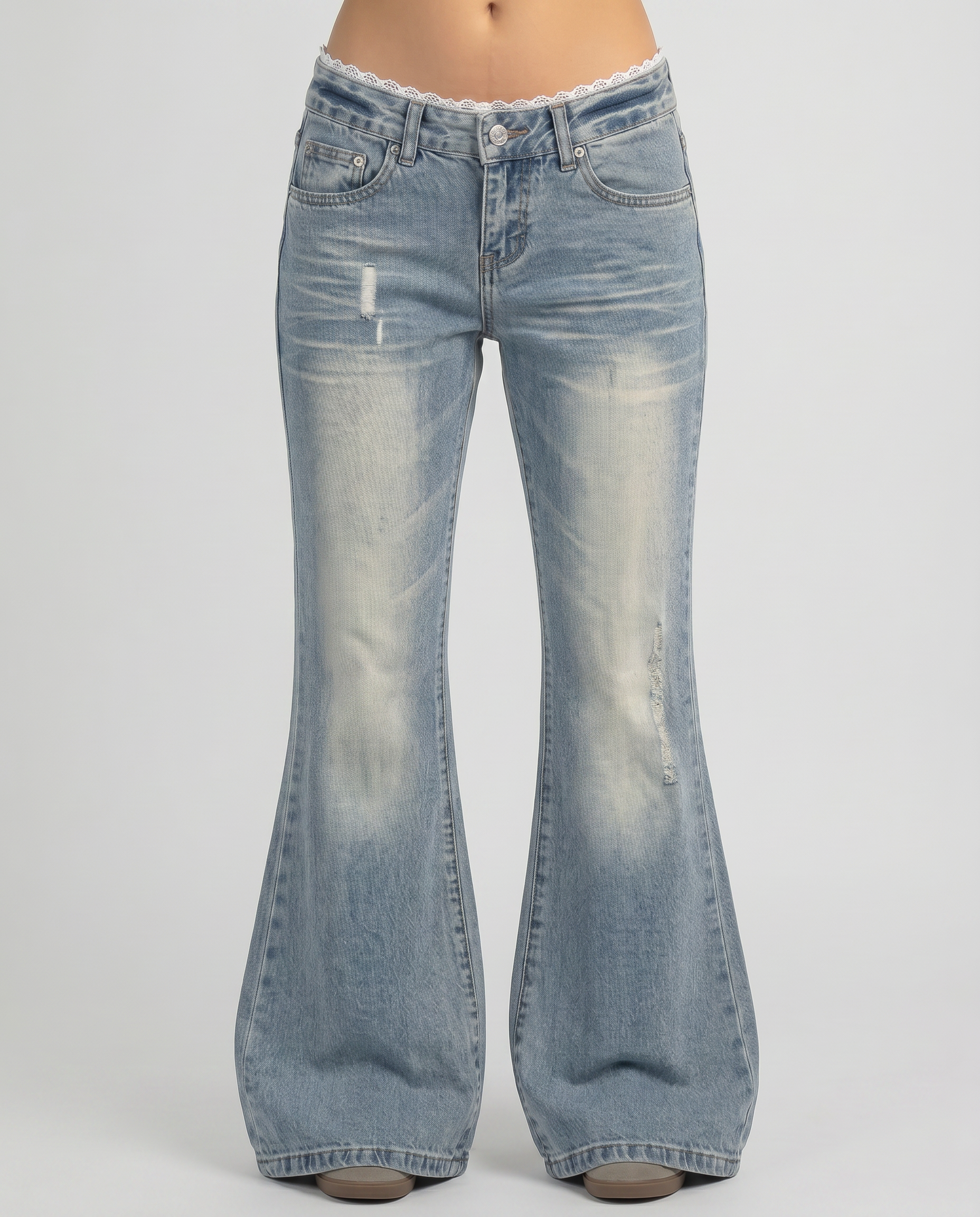 Arabella Bootcut Lace Trim Denim Jeans