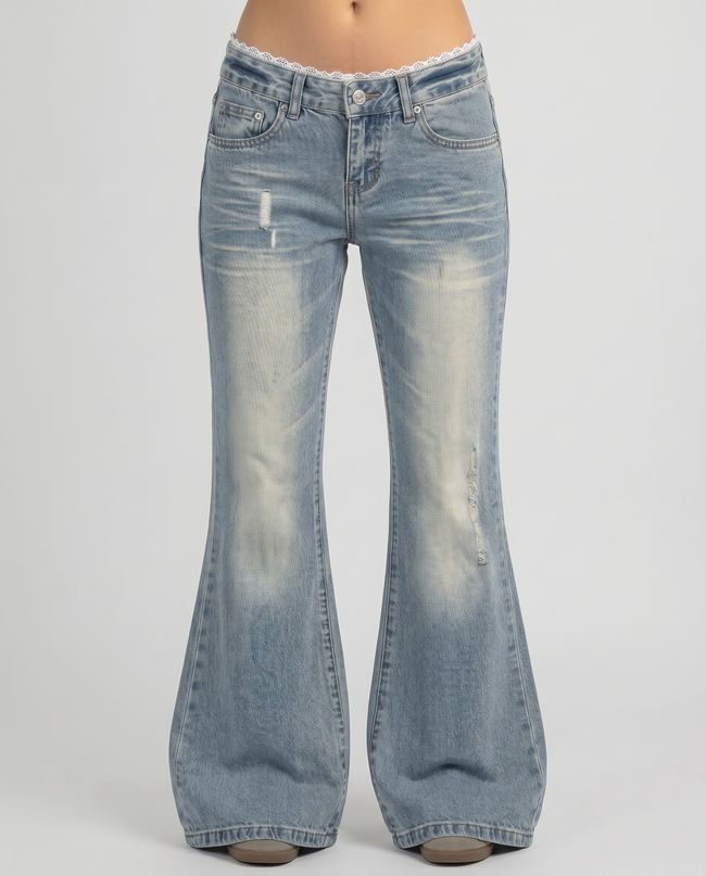 Arabella Bootcut Lace Trim Denim Jeans