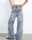 Briar Floral Embroidered Wide-Leg Jeans