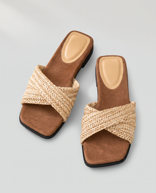 Solveig Raffia Slide Sandals