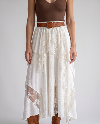 Sybil Floral Lace Patchwork Maxi Skirt