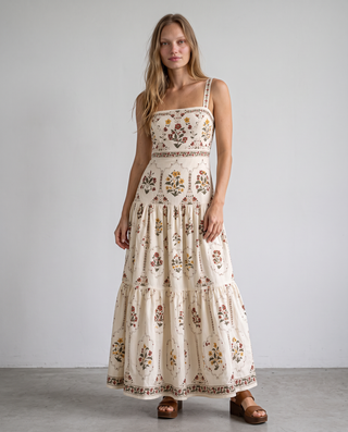 Wren Medallion Floral Tiered Maxi Dress