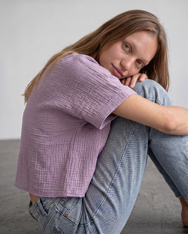 Wilhelmina Textured Crop Tee