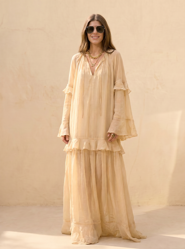 Georgiana Ruffled Sleeve Maxi Dress