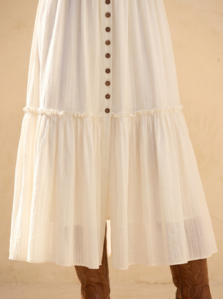Beulah Button-Front Tiered Midi Dress