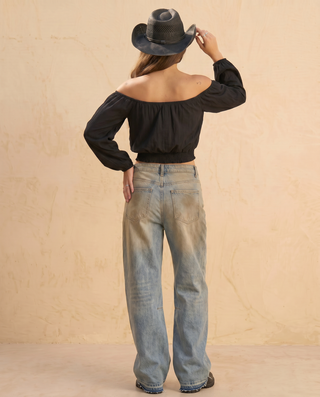 Raven Dirty Wash Wide Leg Jean