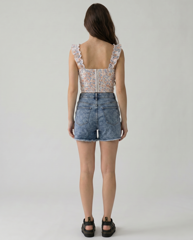 Sabina Frayed Denim Shorts