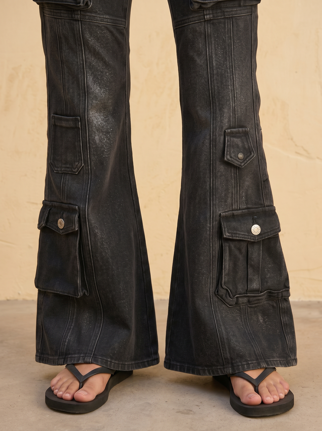 Valentina Cargo Flare Denim Jeans