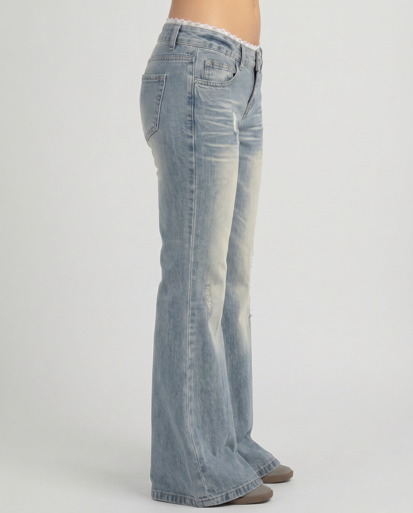 Arabella Bootcut Lace Trim Denim Jeans