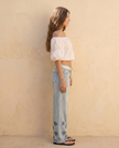 Marigold Floral Embroidered Wide-Leg Jeans