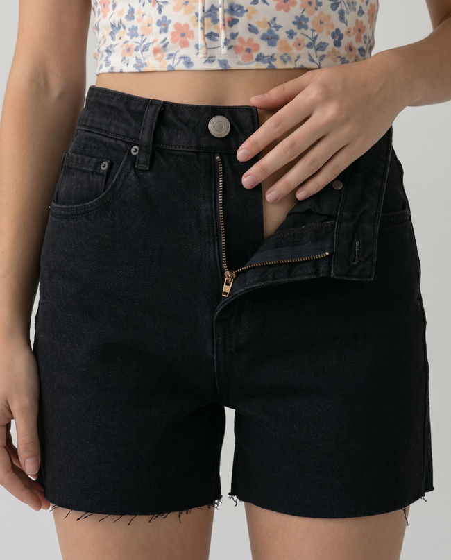 Sabina Frayed Denim Shorts