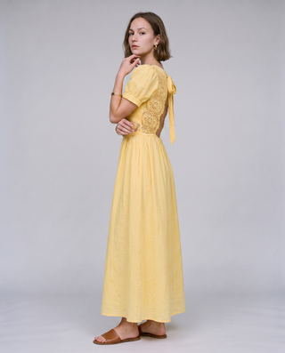 Dahlia Crochet Lace Cutout Maxi Dress