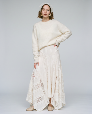 Solene Lace Asymmetric Maxi Skirt