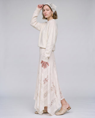 Solene Lace Asymmetric Maxi Skirt