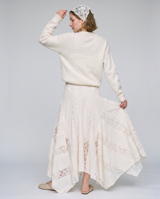 Solene Lace Asymmetric Maxi Skirt