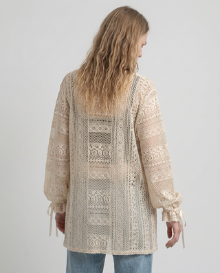 Marielle Lace Tie-Cuff Cardigan