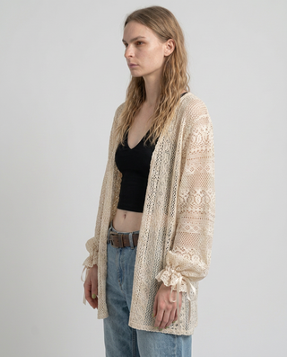Marielle Lace Tie-Cuff Cardigan