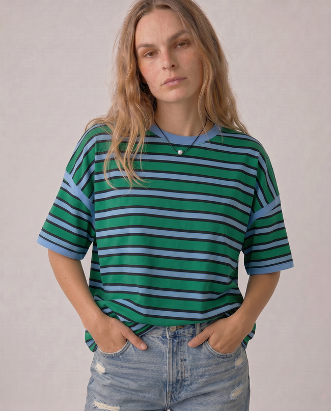 Delphine Striped Boxy Tee