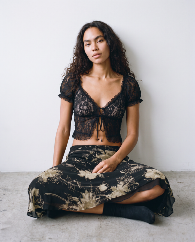 Noire Floral Chiffon Maxi Skirt
