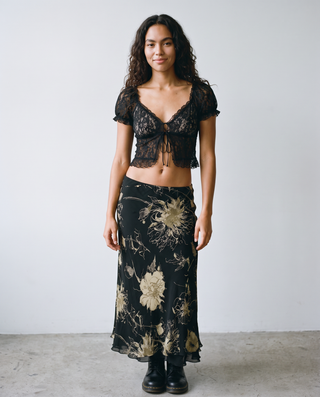 Noire Floral Chiffon Maxi Skirt