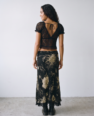 Noire Floral Chiffon Maxi Skirt
