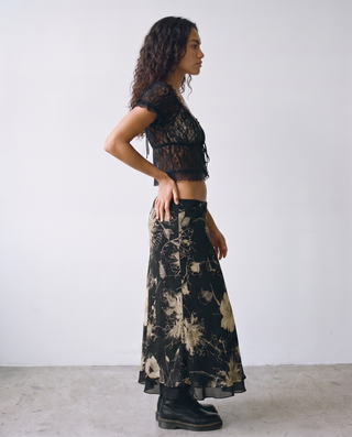 Noire Floral Chiffon Maxi Skirt