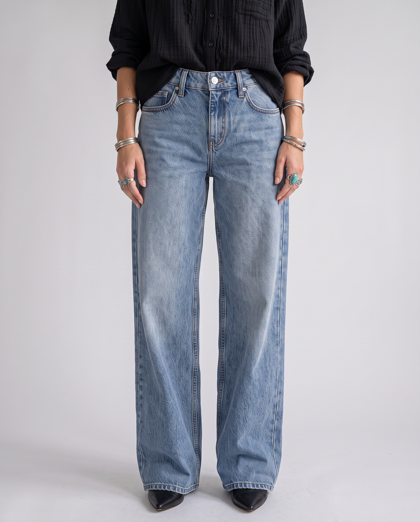 Hendrix Classic Wash Wide-Leg Jeans