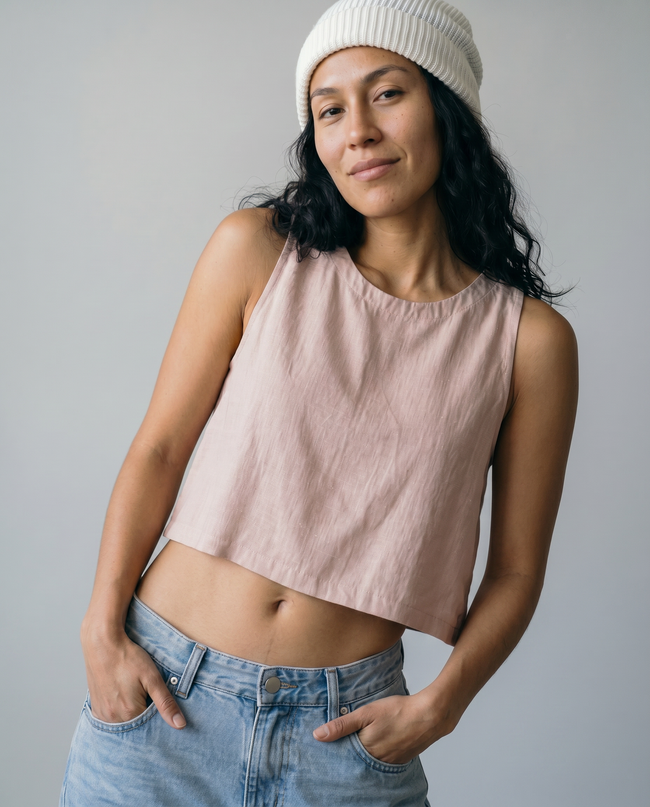 Lucille Button-Back Linen Top