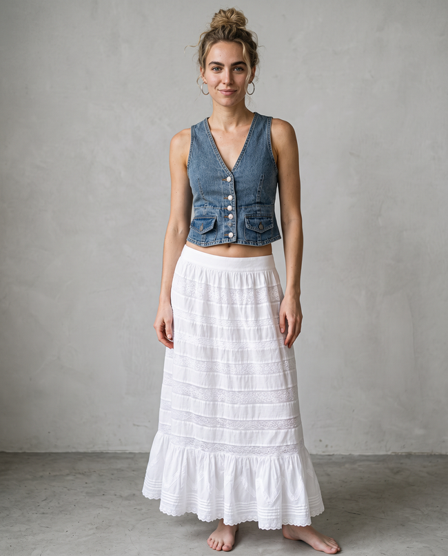 Prairie Lace Tiered Maxi Skirt