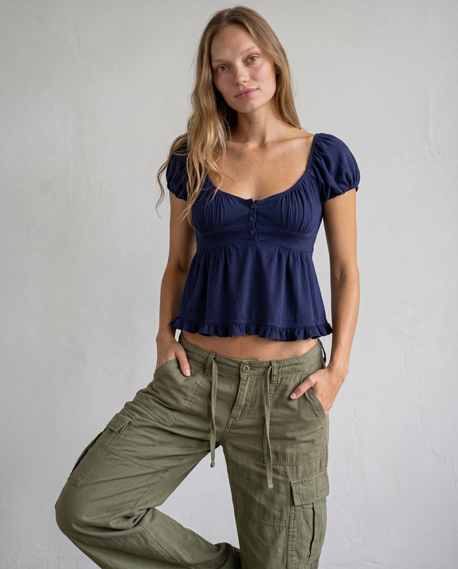 Isabelle Ruffle Babydoll Top