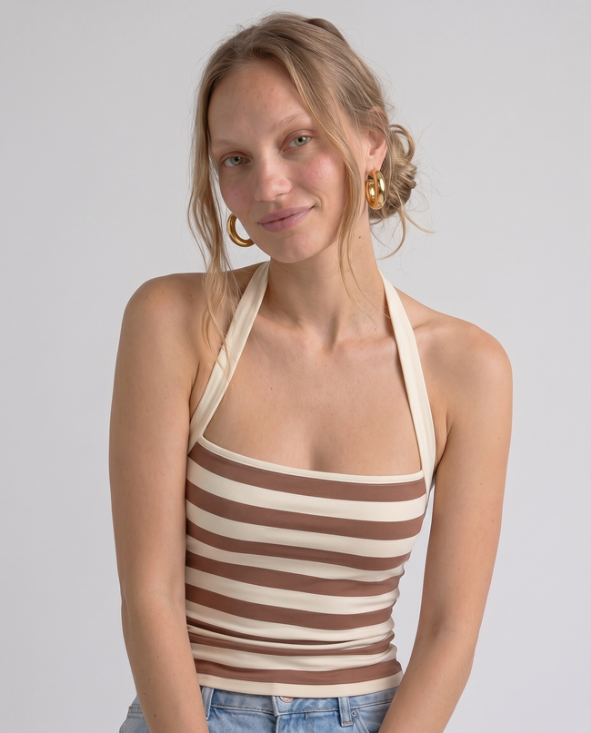 Coralee Striped Halter Top