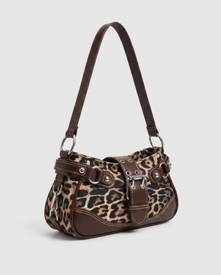 Loretta Studded Leopard Shoulder Bag