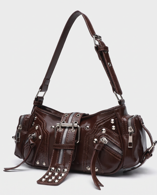 Zinnia Studded Moto Shoulder Bag